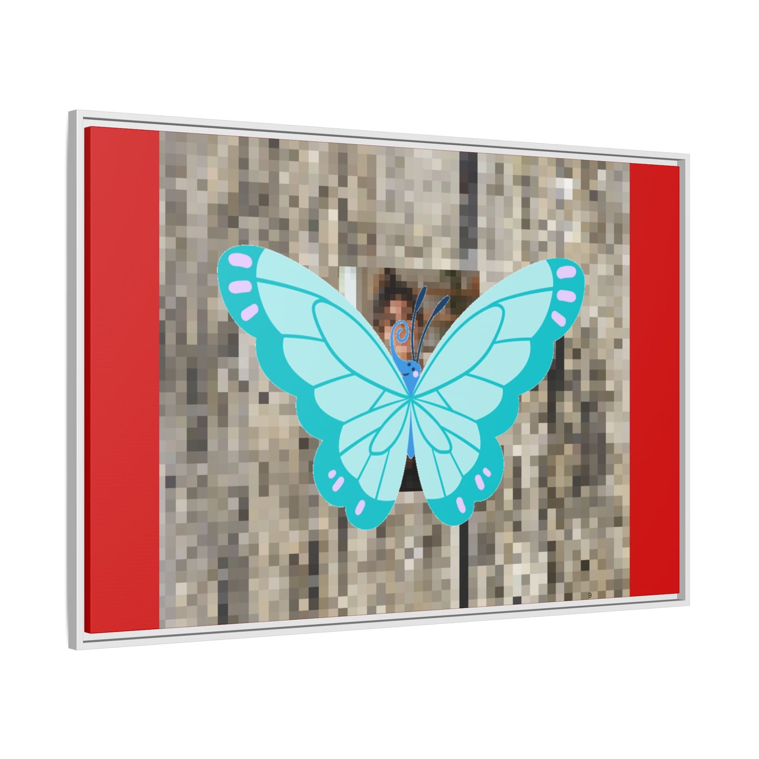 Blue Butterfly Framed Canvas Art – Matte Multi‑Color Wall Print