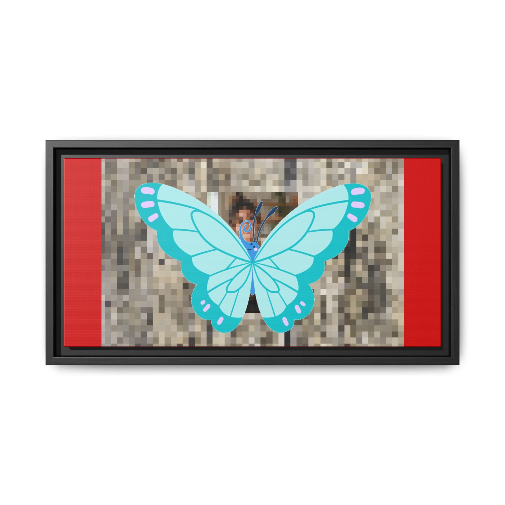 Blue Butterfly Framed Canvas Art – Matte Multi‑Color Wall Print