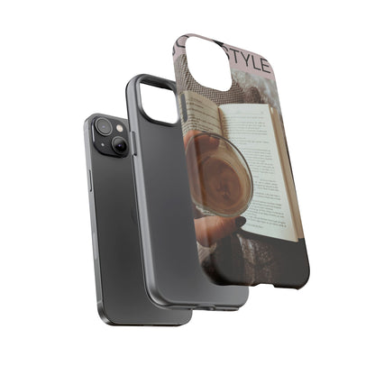 Cozy Reading Phone Case — Coffee &amp; Book Protective Cover