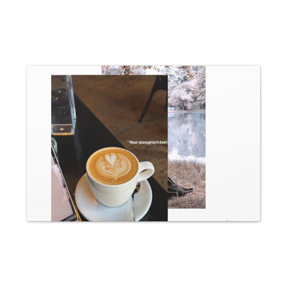 Latte &amp; Landscape Matte Canvas Wall Art — Coffee Shop Photo Collage