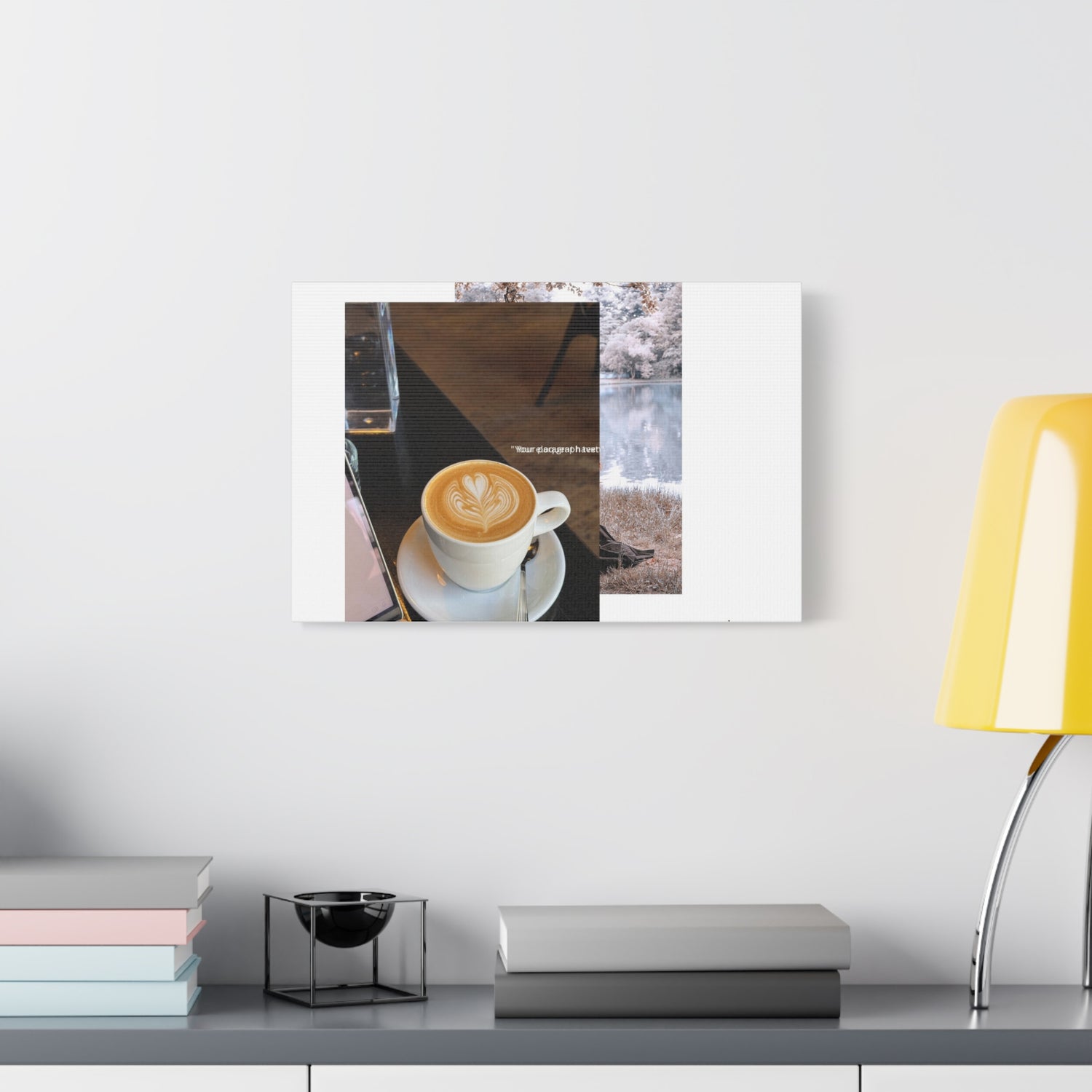 Latte &amp; Landscape Matte Canvas Wall Art — Coffee Shop Photo Collage