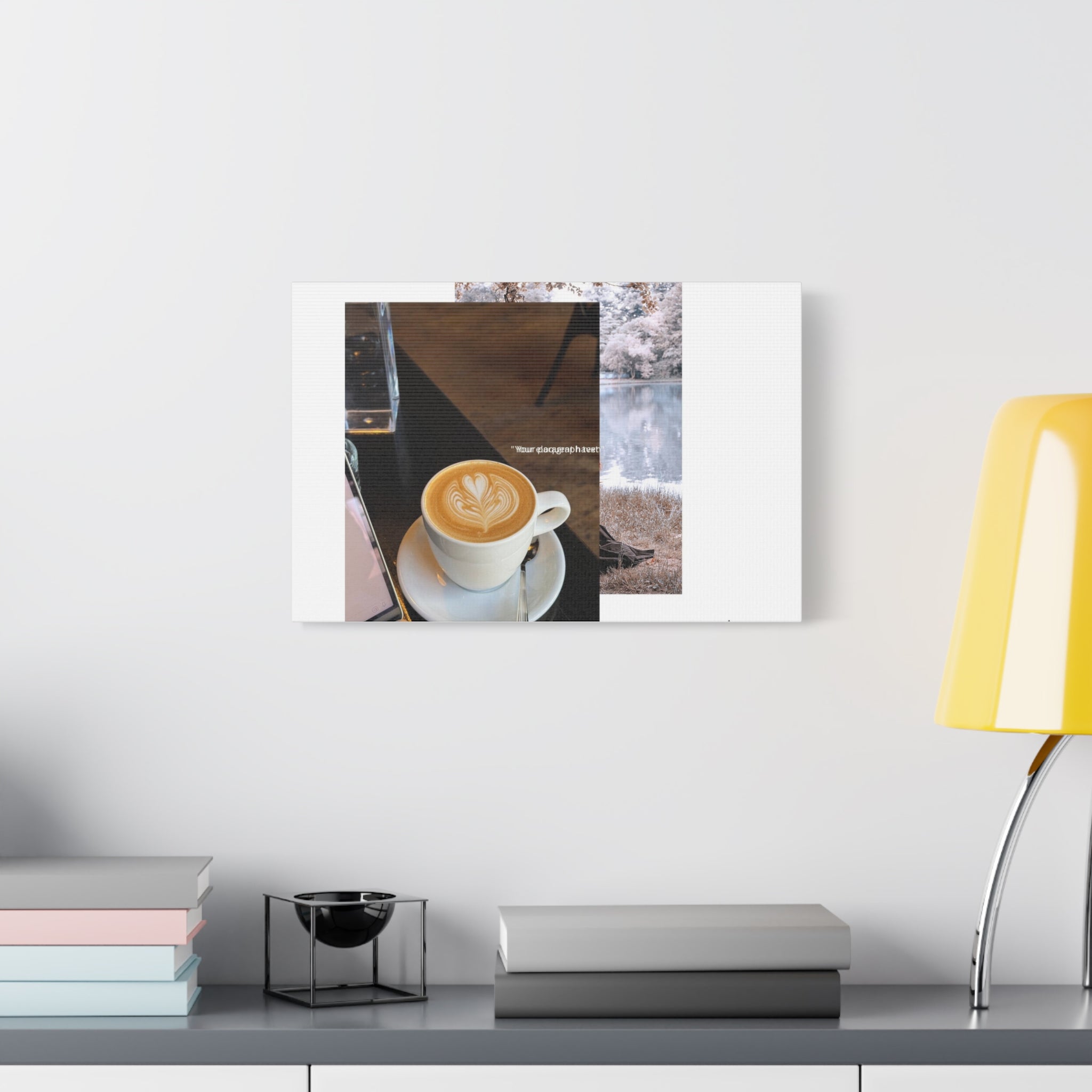 Latte &amp; Landscape Matte Canvas Wall Art — Coffee Shop Photo Collage
