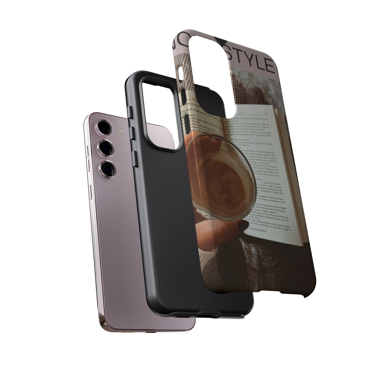 Cozy Reading Phone Case — Coffee &amp; Book Protective Cover