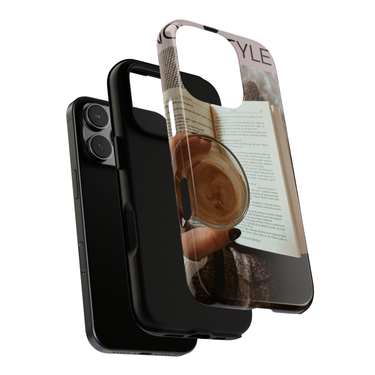 Cozy Reading Phone Case — Coffee &amp; Book Protective Cover
