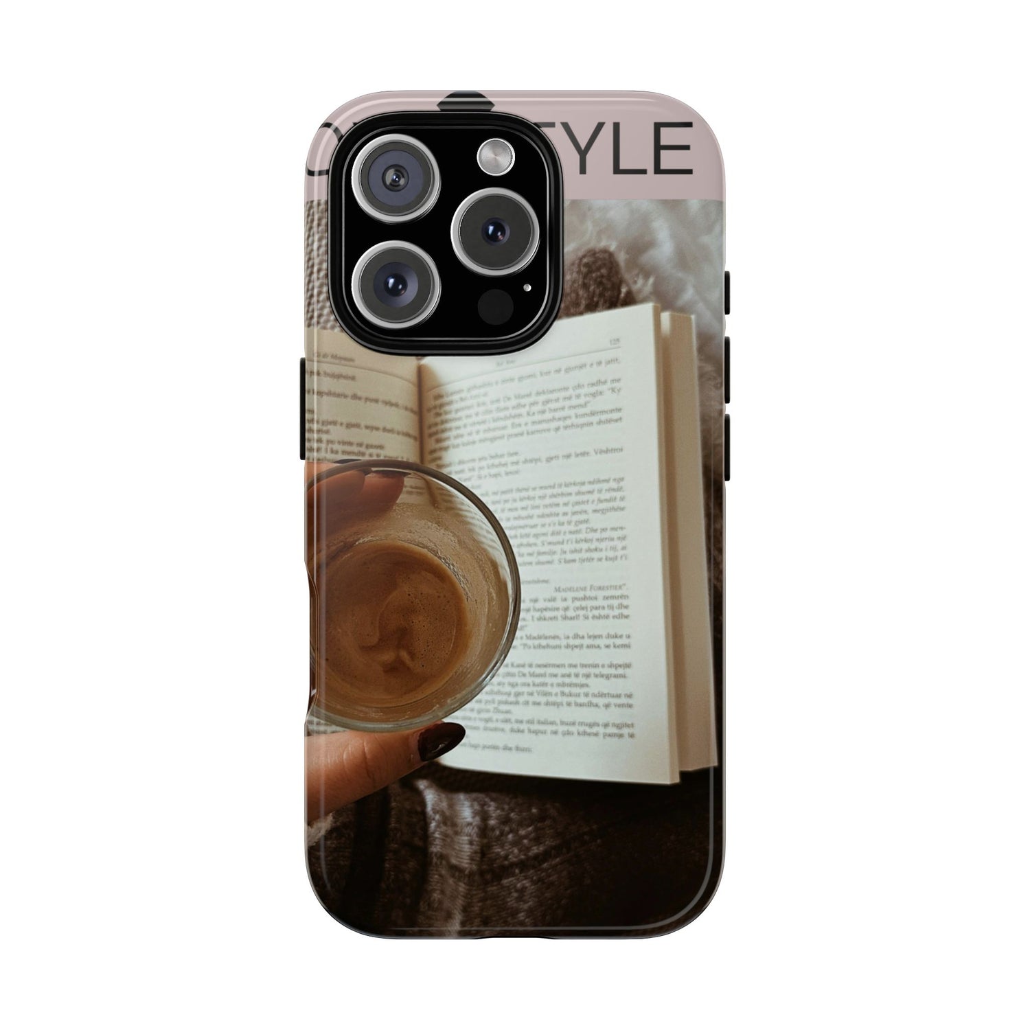 Cozy Reading Phone Case — Coffee &amp; Book Protective Cover