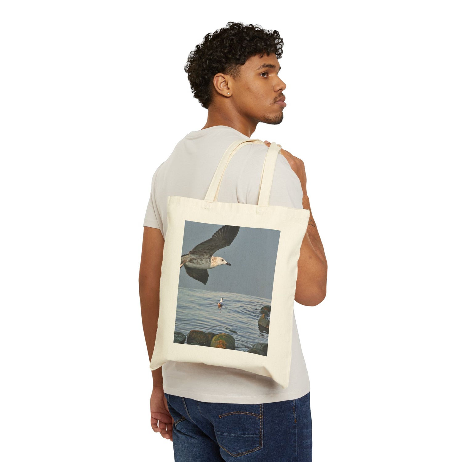 Canvas Tote Bag — Seaside Gull &amp; Sunlit Poppies Art Prints