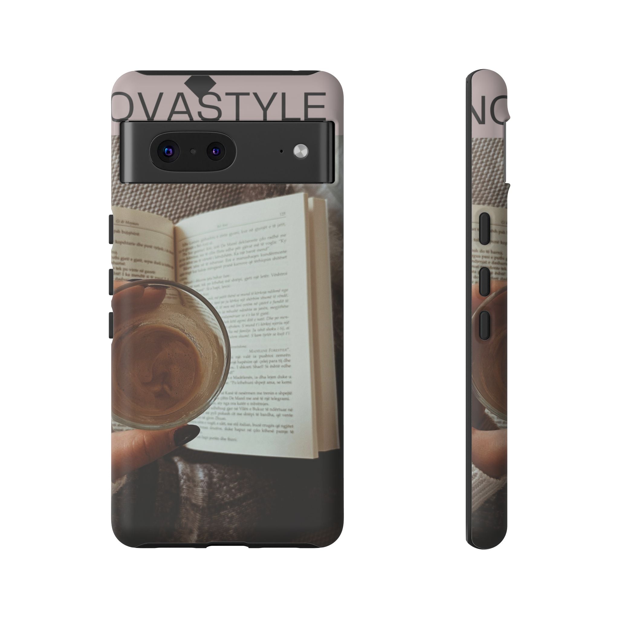 Cozy Reading Phone Case — Coffee &amp; Book Protective Cover
