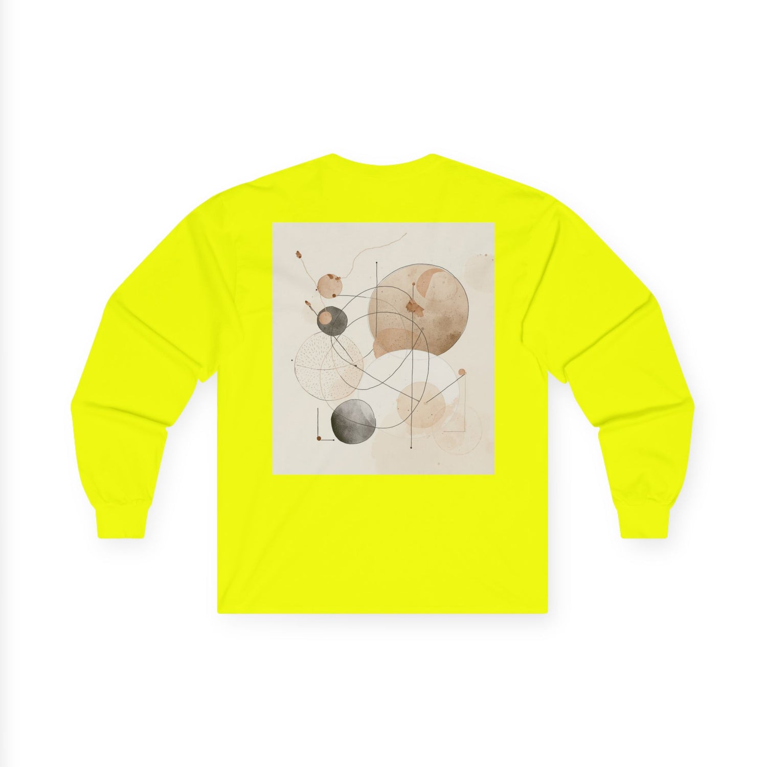 Abstract Geometric Art Long Sleeve Tee — Neutral Circle Composition