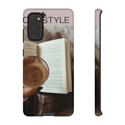 Cozy Reading Phone Case — Coffee &amp; Book Protective Cover