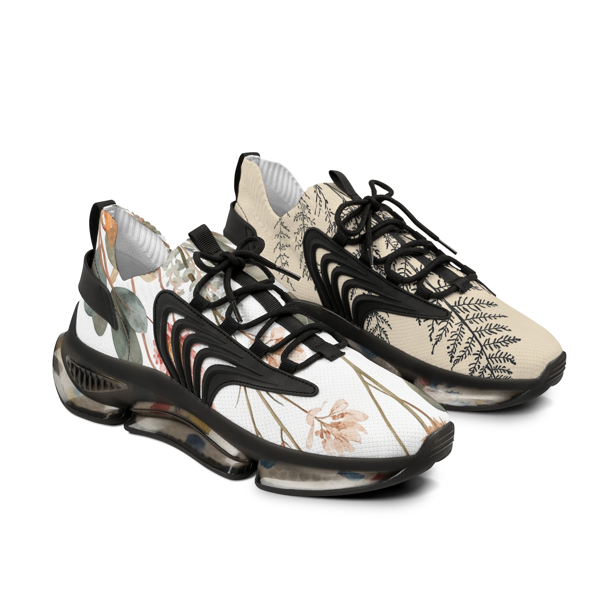 Floral Fern Mesh Sneakers — Lightweight Botanical Athletic Shoes for Men