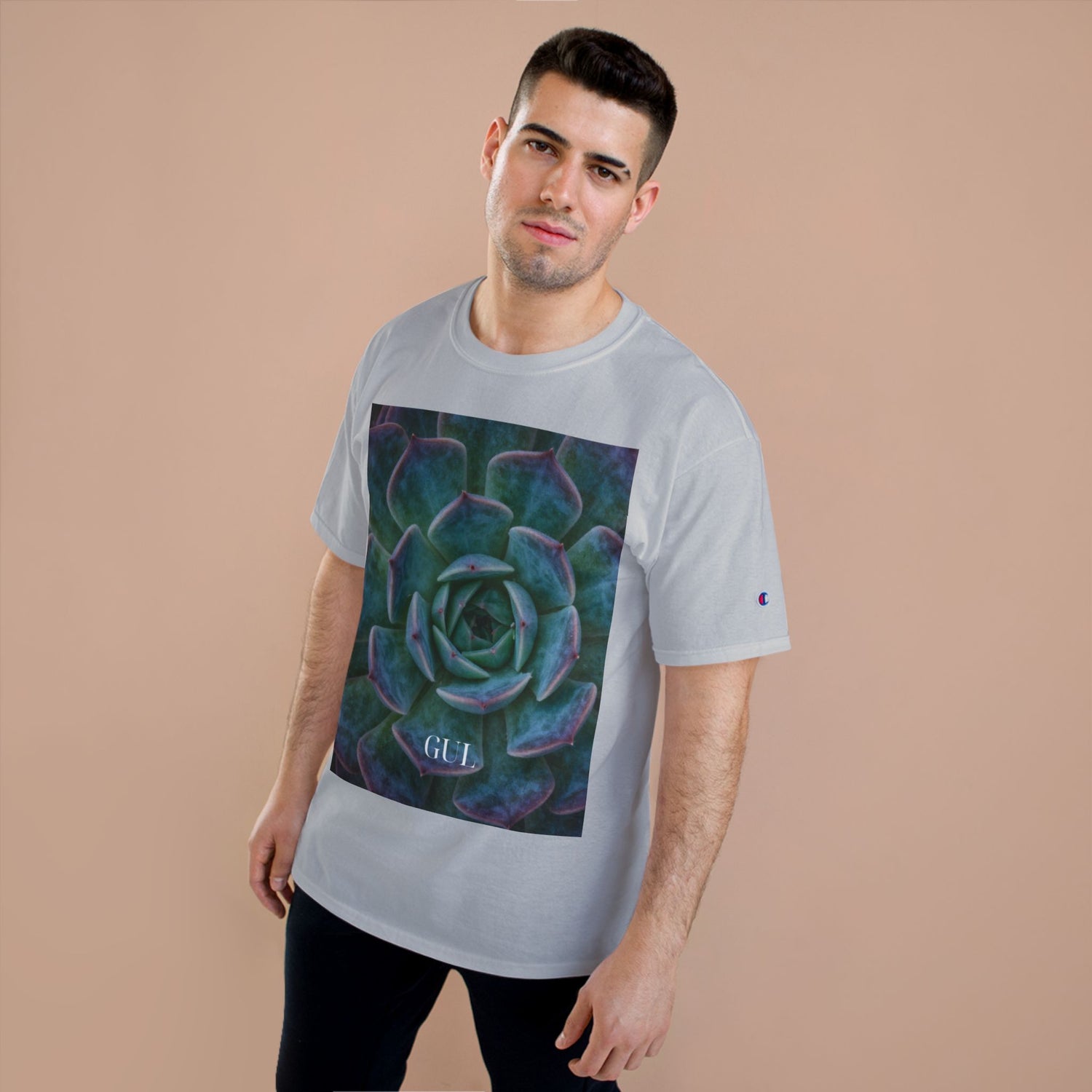 Champion Graphic T‑Shirt — Succulent &amp; Pyramid Photo Print Tee
