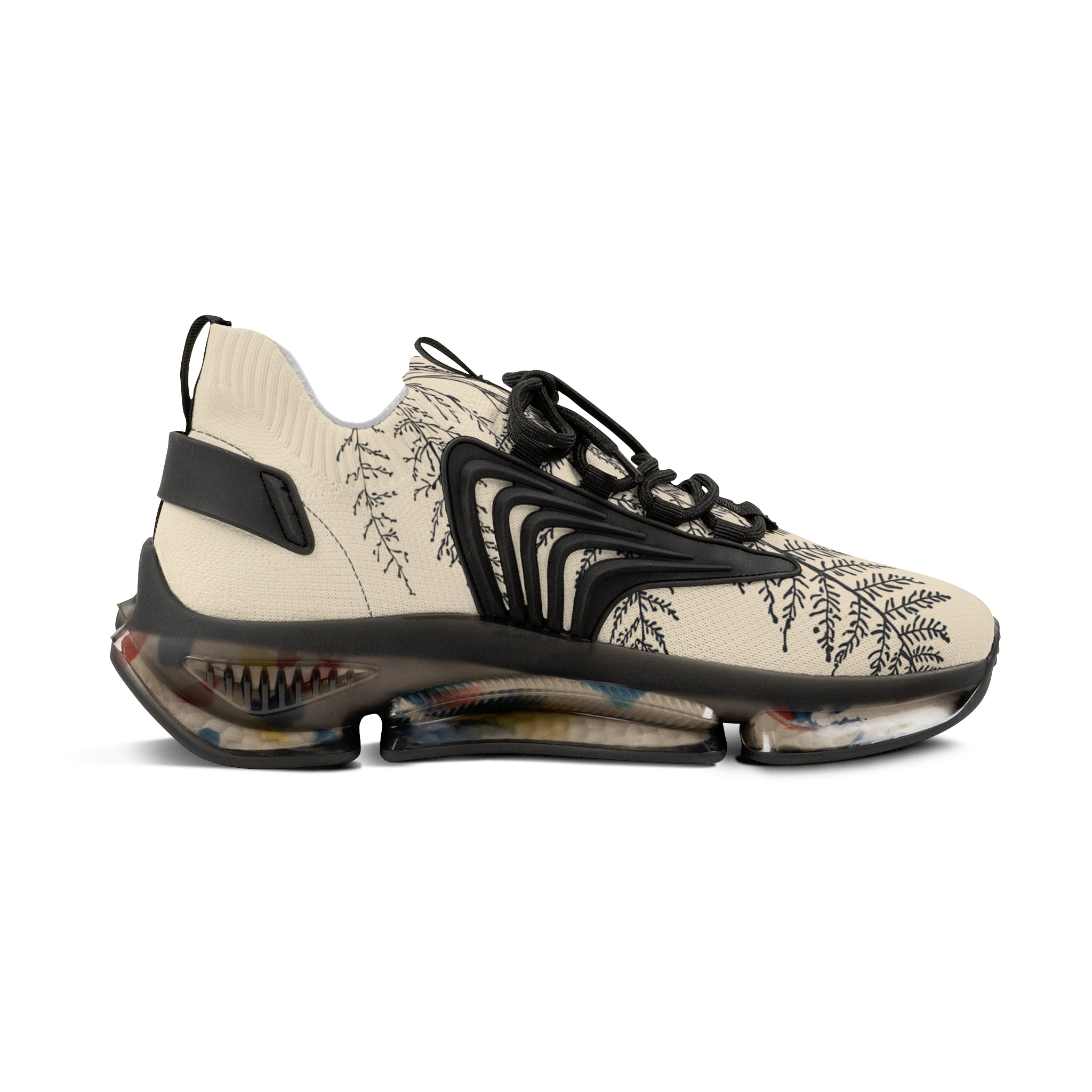 Floral Fern Mesh Sneakers — Lightweight Botanical Athletic Shoes for Men