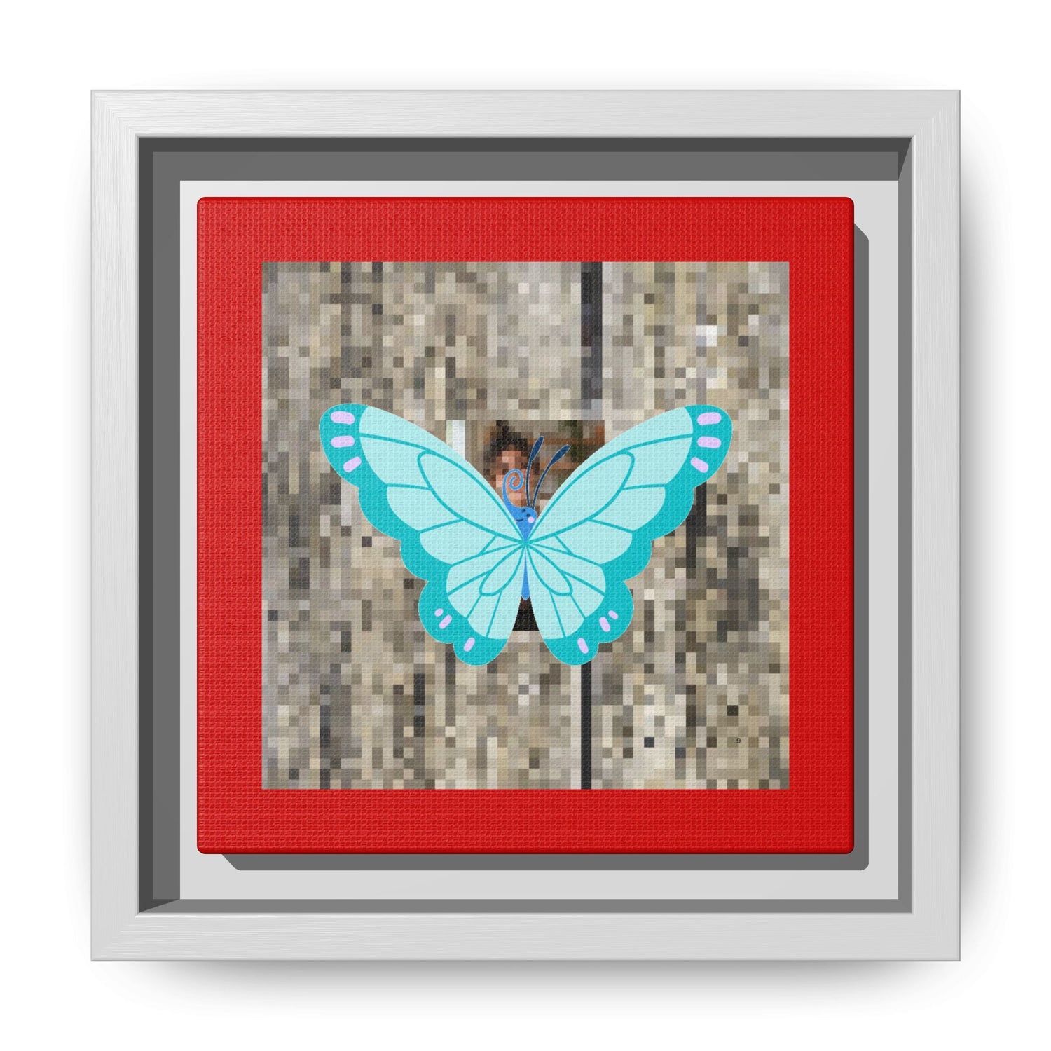 Blue Butterfly Framed Canvas Art – Matte Multi‑Color Wall Print