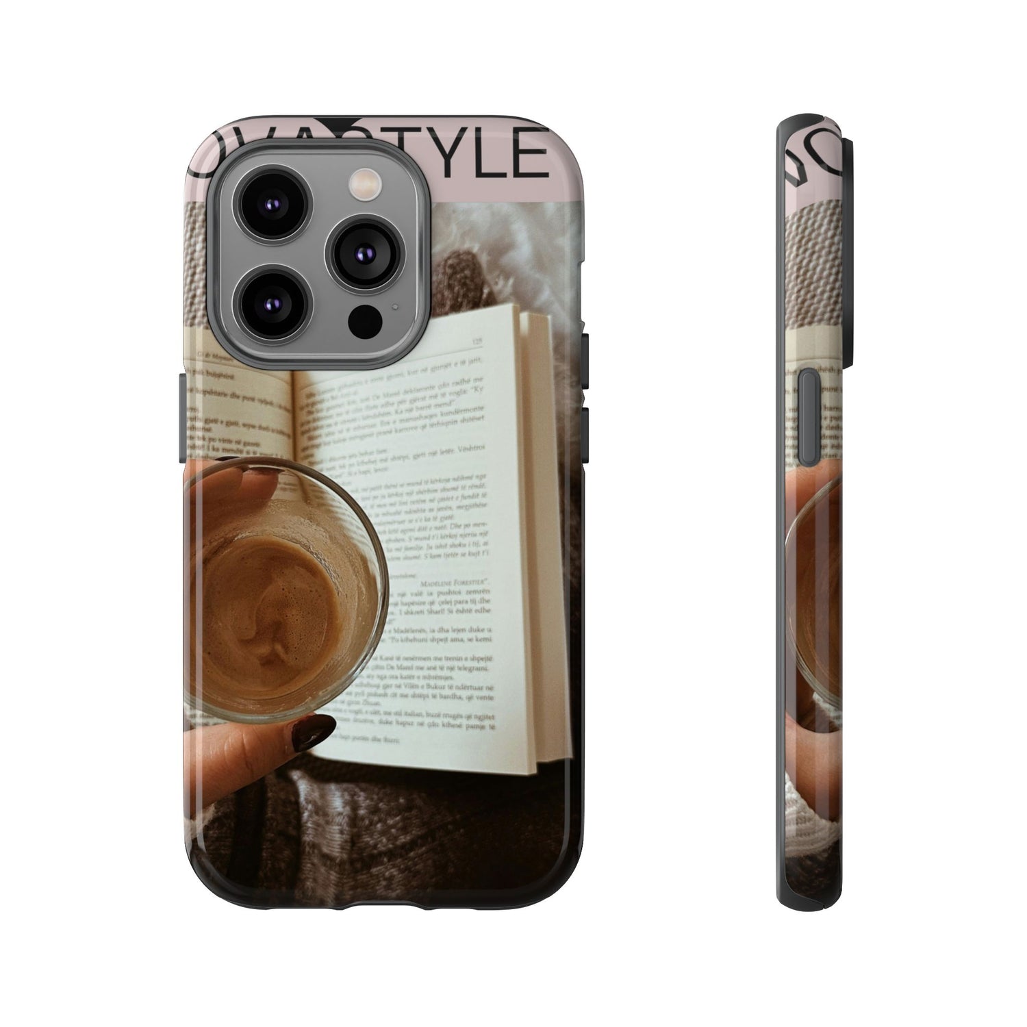 Cozy Reading Phone Case — Coffee &amp; Book Protective Cover