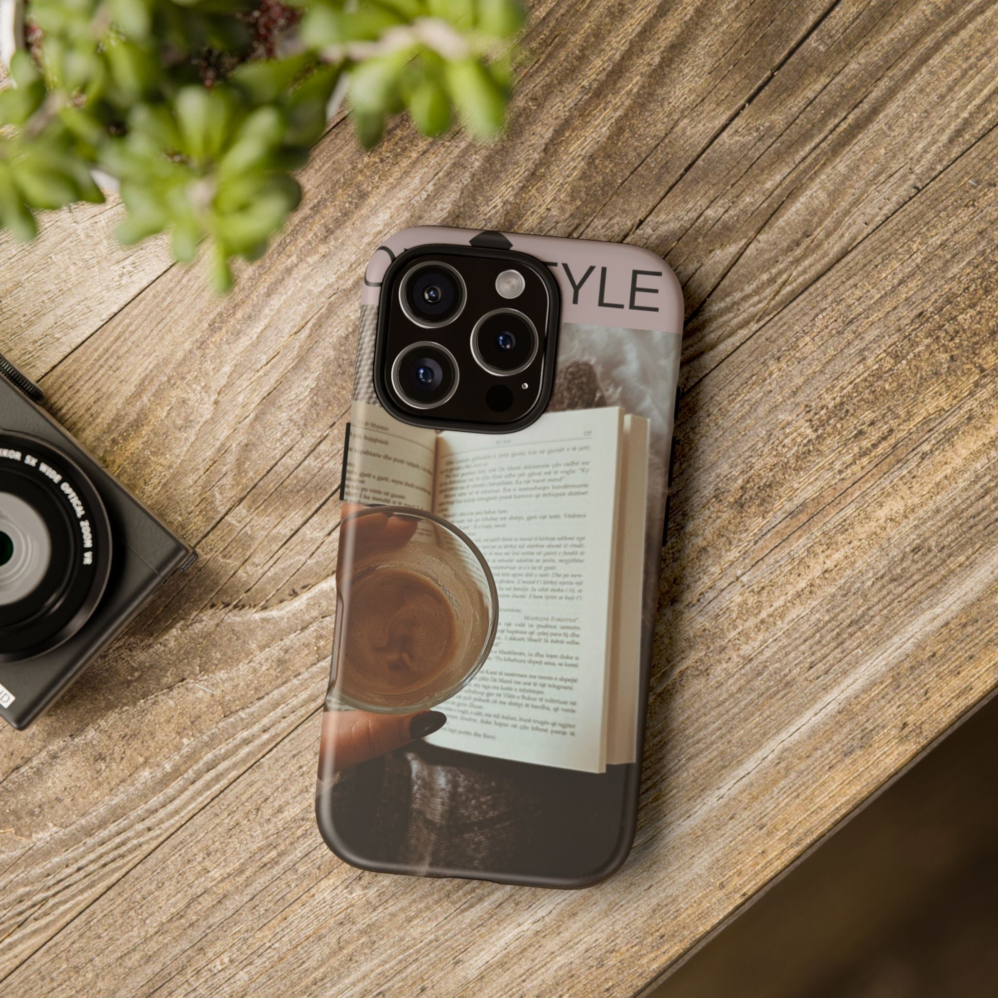 Cozy Reading Phone Case — Coffee &amp; Book Protective Cover