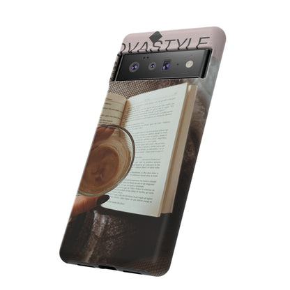 Cozy Reading Phone Case — Coffee &amp; Book Protective Cover