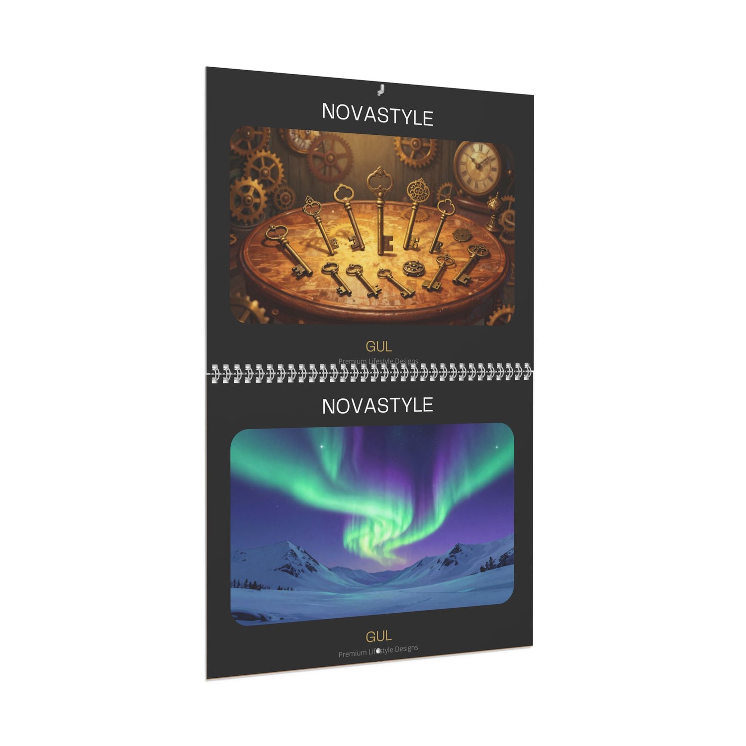 Mandala &amp; Nature Wall Calendar — 12‑Month Artistic Spiral Calendar with Kaleidoscope Art, Aurora &amp; Vintage Keys
