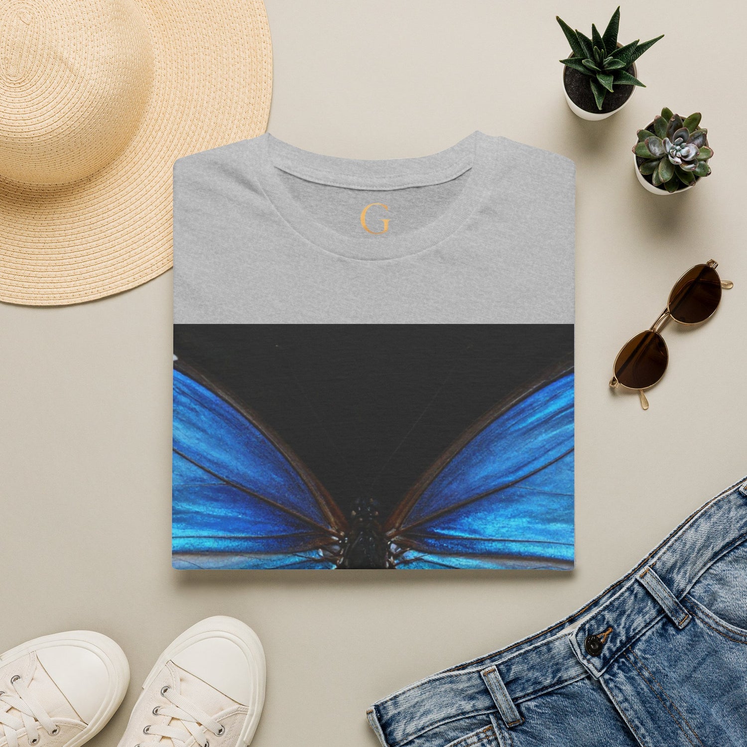 Blue Morph Butterfly T-Shirt — Vibrant Nature Graphic Tee