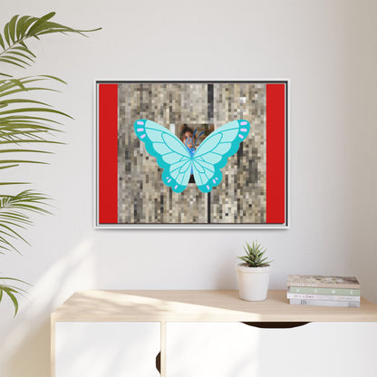 Blue Butterfly Framed Canvas Art – Matte Multi‑Color Wall Print