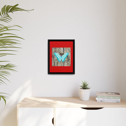 Blue Butterfly Framed Canvas Art – Matte Multi‑Color Wall Print