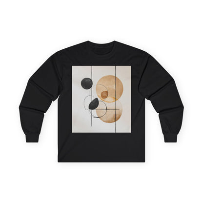 Abstract Geometric Art Long Sleeve Tee — Neutral Circle Composition