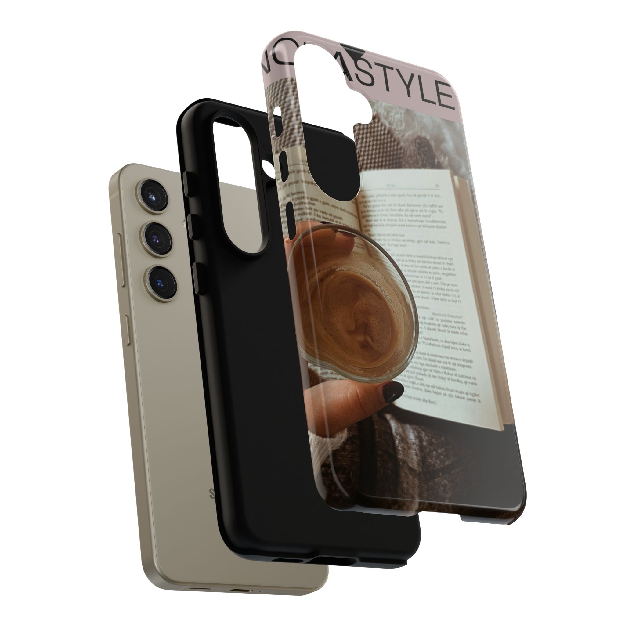 Cozy Reading Phone Case — Coffee &amp; Book Protective Cover