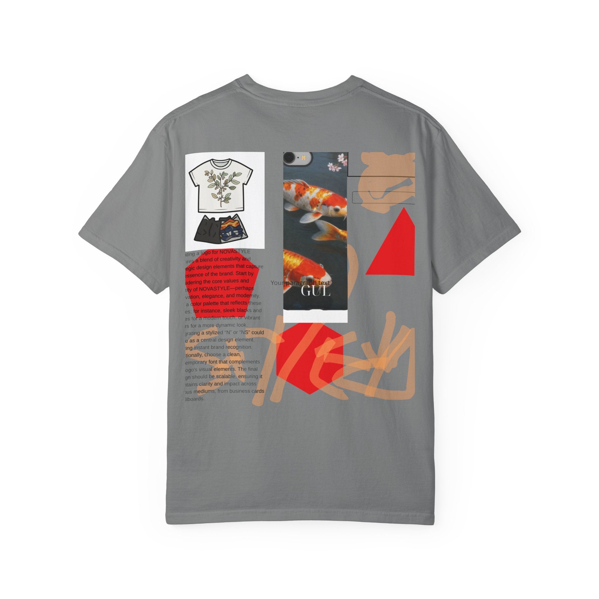 Graphic T-Shirt — Playful Koi &amp; Vase Collage Tee (OVASTYLE Brand)
