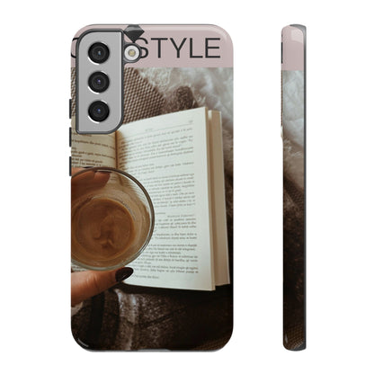 Cozy Reading Phone Case — Coffee &amp; Book Protective Cover