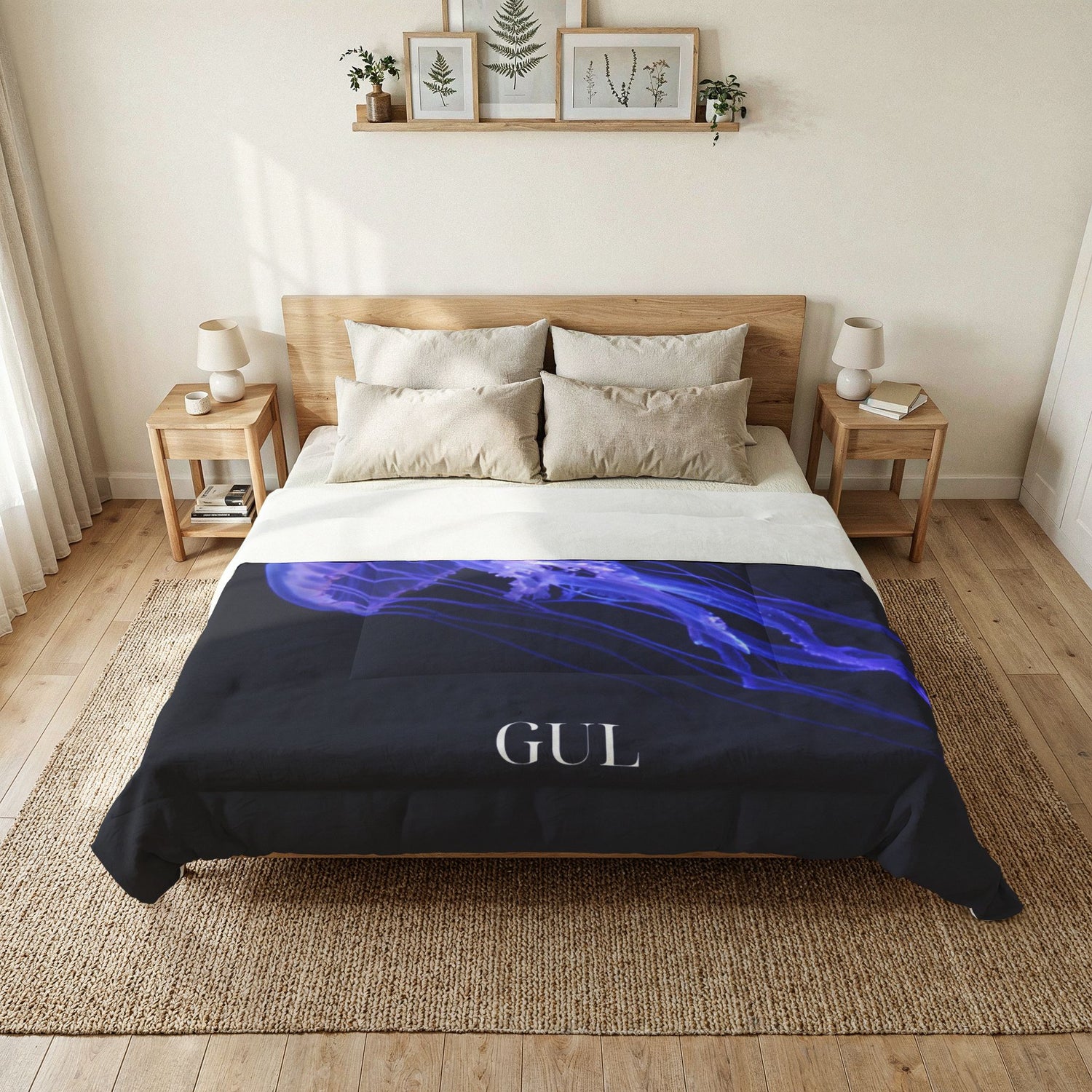 Jellyfish Cotton Comforter – Deep Sea Blue Nautical Bedding