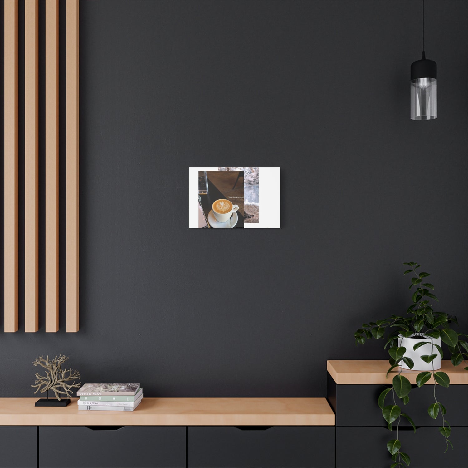 Latte &amp; Landscape Matte Canvas Wall Art — Coffee Shop Photo Collage