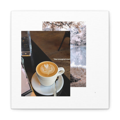 Latte &amp; Landscape Matte Canvas Wall Art — Coffee Shop Photo Collage