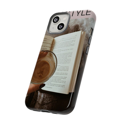 Cozy Reading Phone Case — Coffee &amp; Book Protective Cover