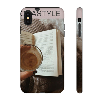 Cozy Reading Phone Case — Coffee &amp; Book Protective Cover