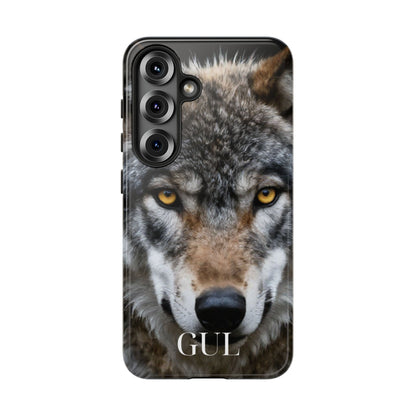 Wolf Eyes Phone Case — Fierce Wildlife iPhone Protective Case with ‘GUL’ Text