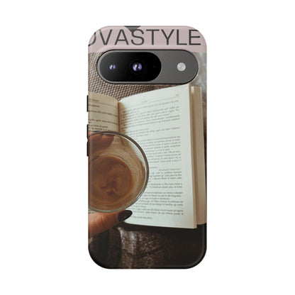 Cozy Reading Phone Case — Coffee &amp; Book Protective Cover