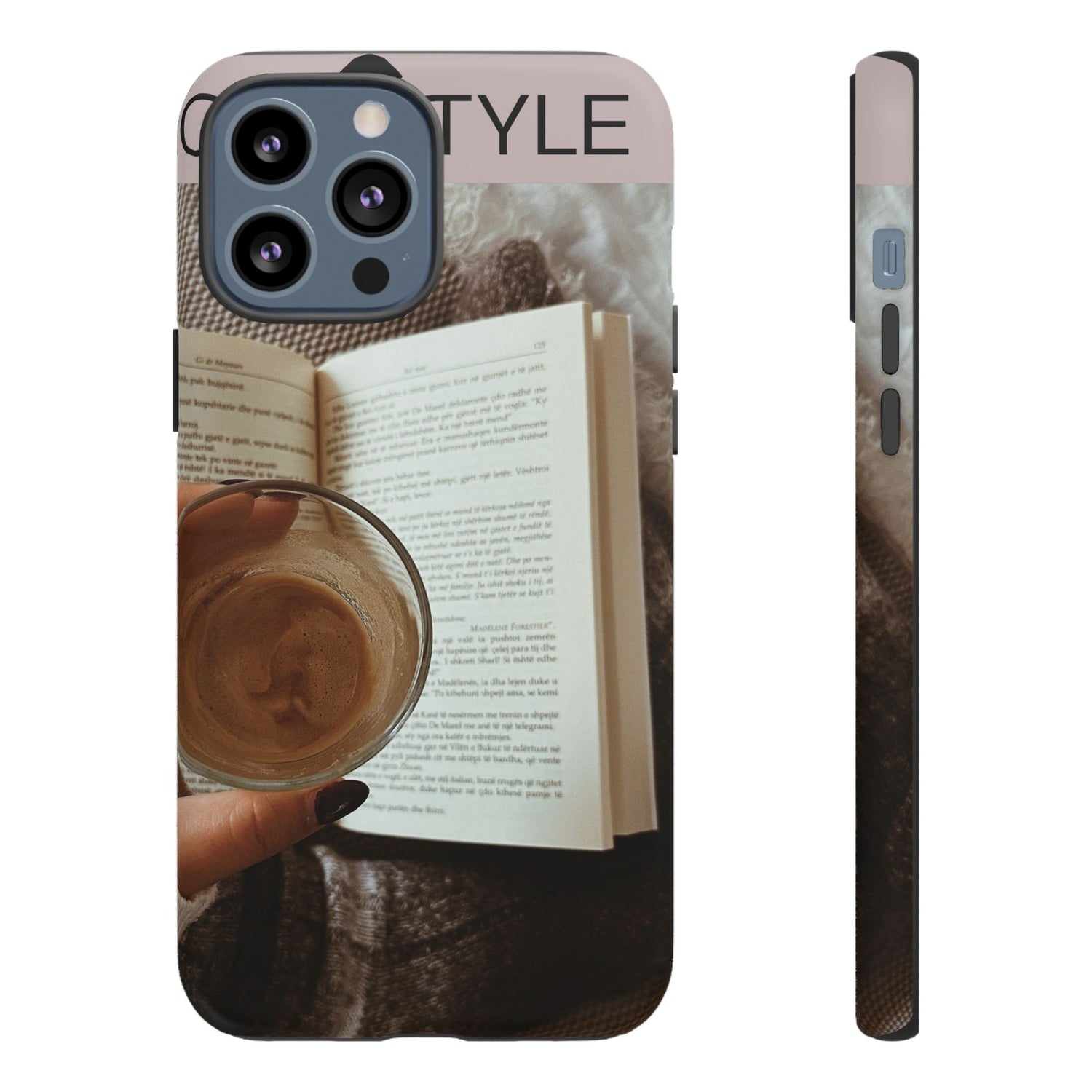 Cozy Reading Phone Case — Coffee &amp; Book Protective Cover