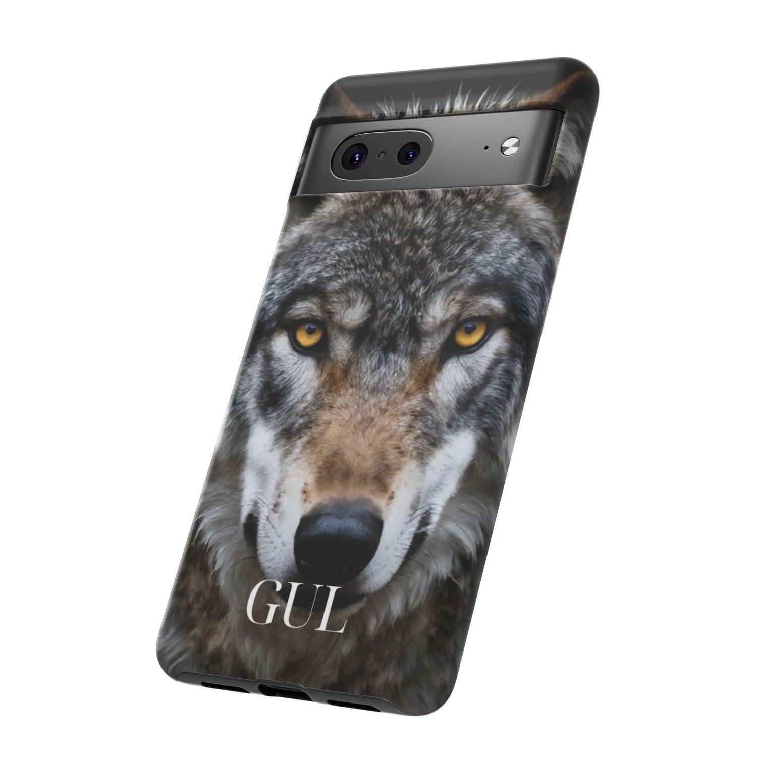 Wolf Eyes Phone Case — Fierce Wildlife iPhone Protective Case with ‘GUL’ Text