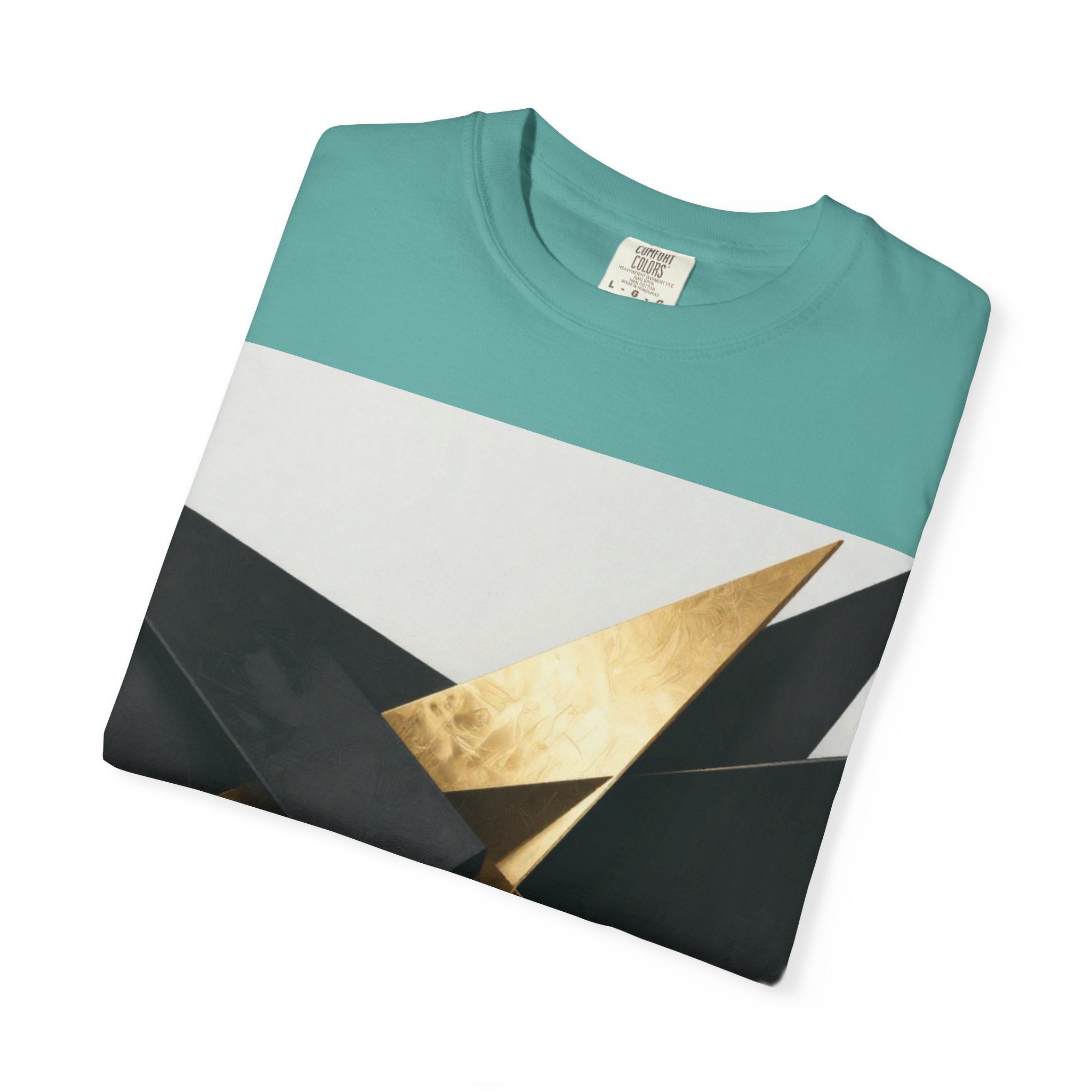 Graphic T-Shirt — Modern Gold Abstract &amp; Mountain Photo Print