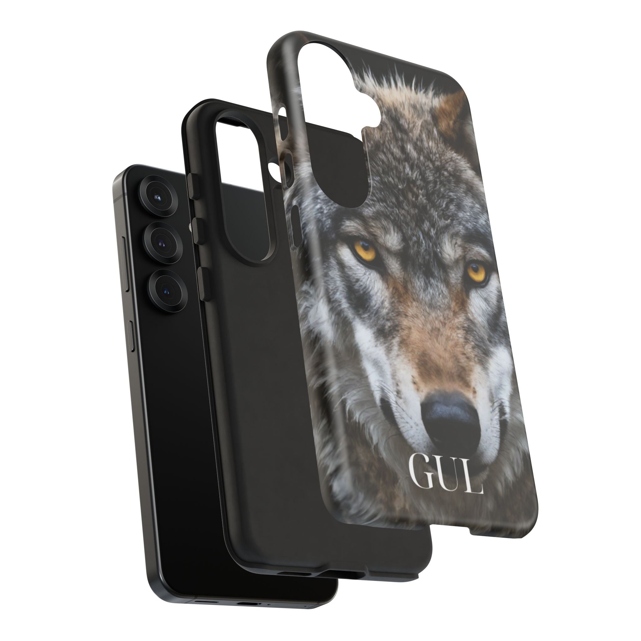 Wolf Eyes Phone Case — Fierce Wildlife iPhone Protective Case with ‘GUL’ Text