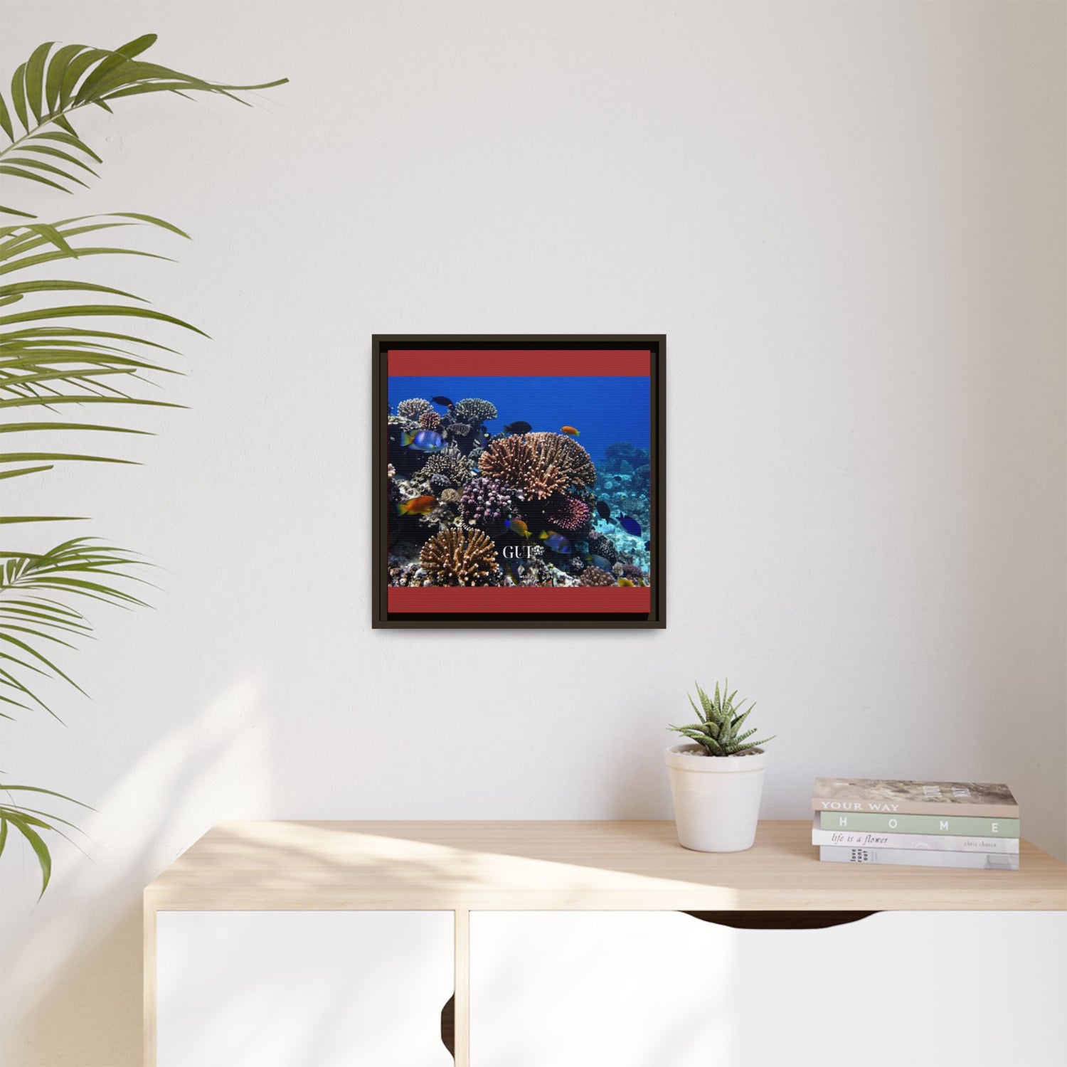Framed Coral Reef Matte Canvas Wall Art — Tropical Ocean Photography Print