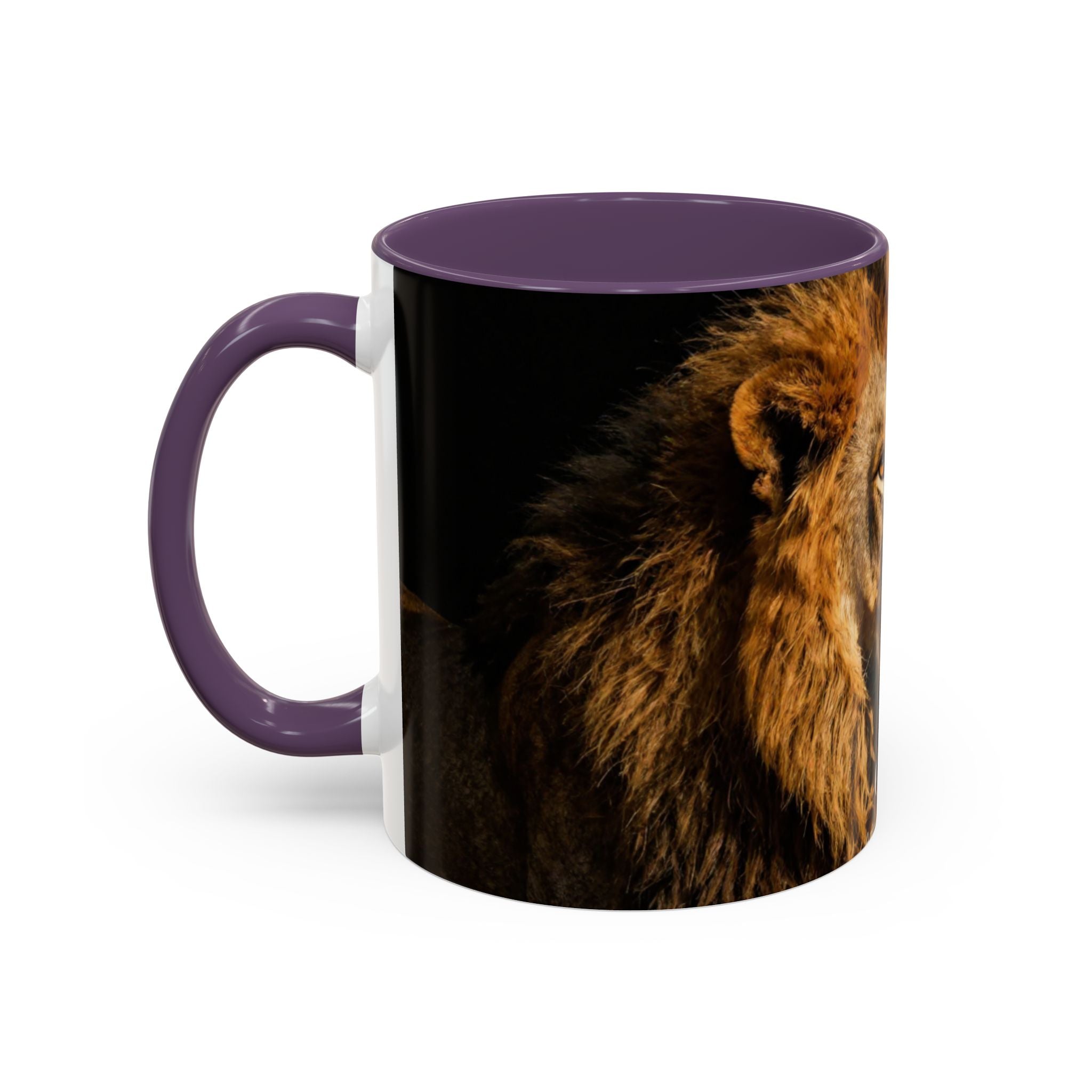 Majestic Lion Accent Coffee Mug — Bold Wildlife Portrait Tea Cup (11/15oz)