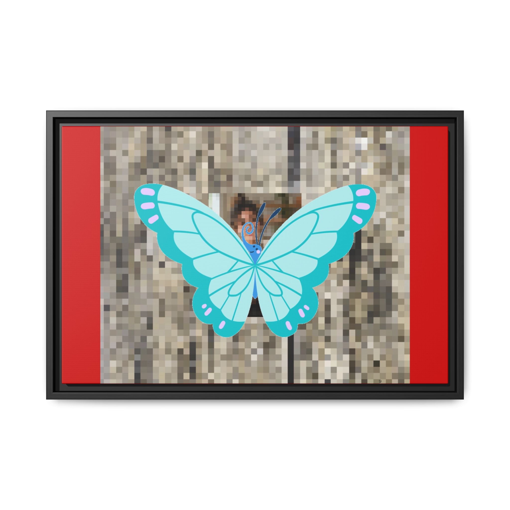 Blue Butterfly Framed Canvas Art – Matte Multi‑Color Wall Print
