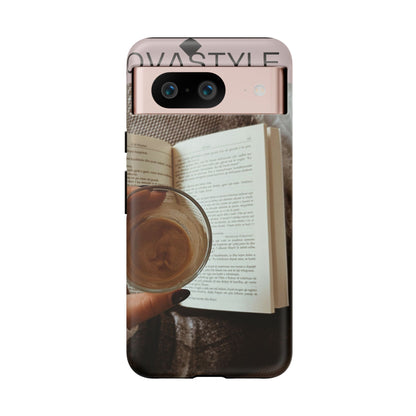 Cozy Reading Phone Case — Coffee &amp; Book Protective Cover