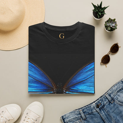 Blue Morph Butterfly T-Shirt — Vibrant Nature Graphic Tee