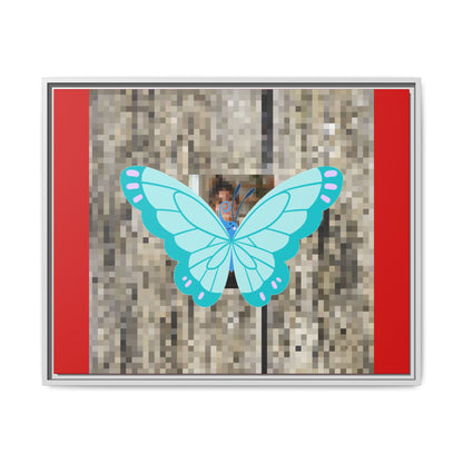 Blue Butterfly Framed Canvas Art – Matte Multi‑Color Wall Print