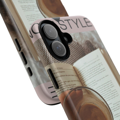 Cozy Reading Phone Case — Coffee &amp; Book Protective Cover