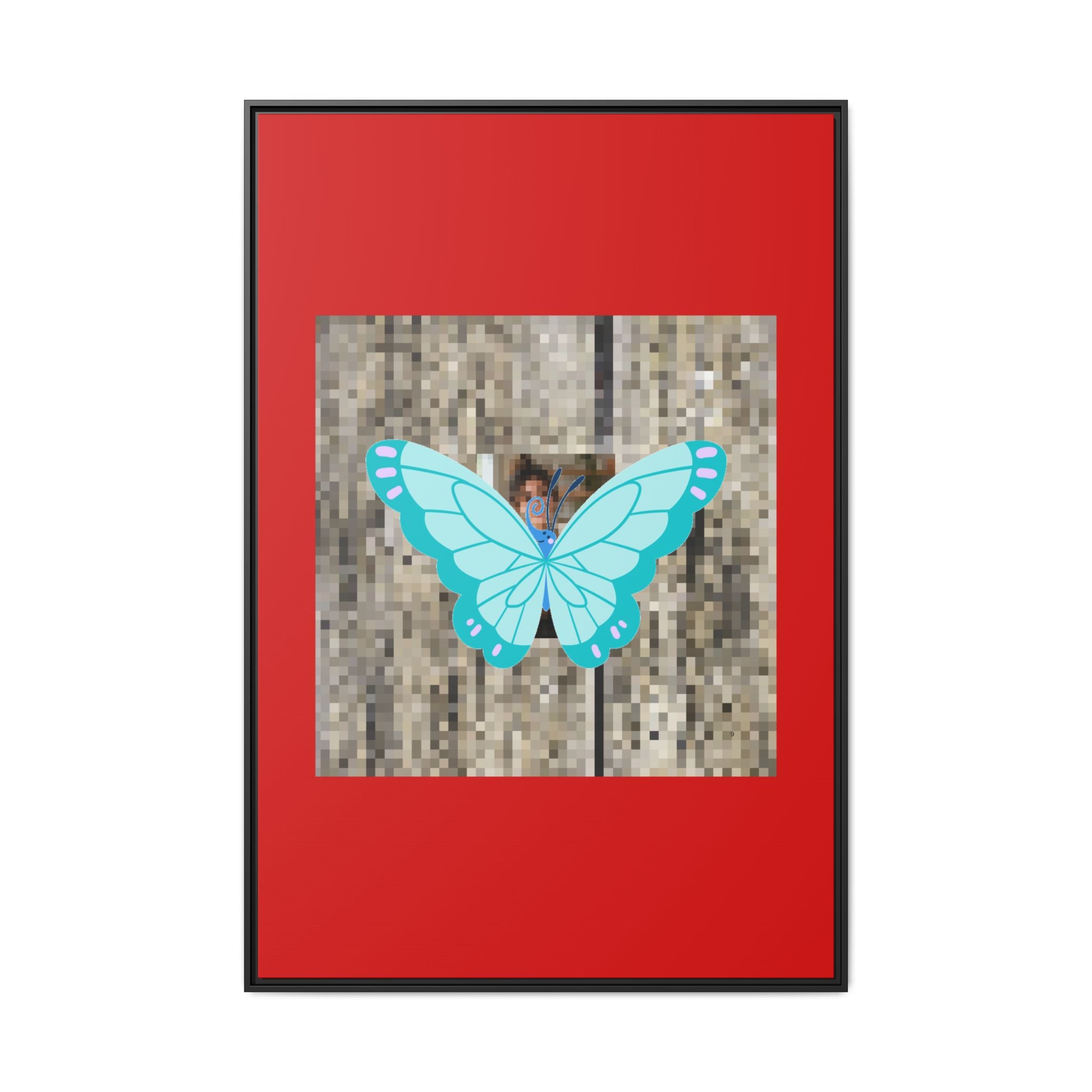 Blue Butterfly Framed Canvas Art – Matte Multi‑Color Wall Print