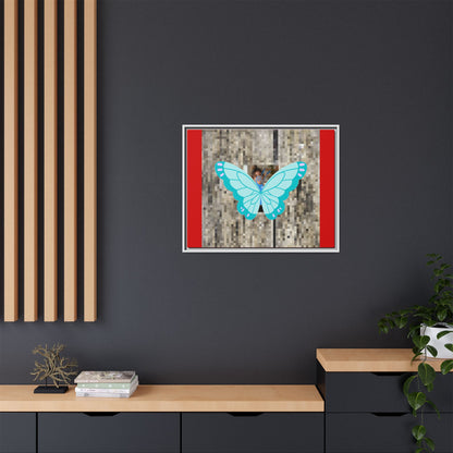 Blue Butterfly Framed Canvas Art – Matte Multi‑Color Wall Print