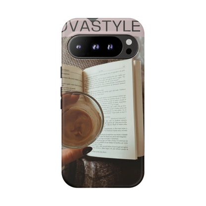 Cozy Reading Phone Case — Coffee &amp; Book Protective Cover