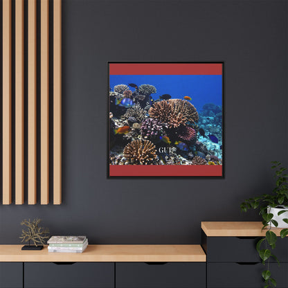 Framed Coral Reef Matte Canvas Wall Art — Tropical Ocean Photography Print